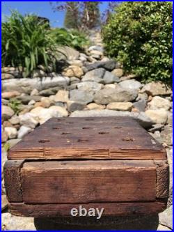 Rare Antique 18th C. Early Americana Wood Forged Iron Nail Soapstone Foot Warmer