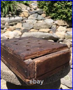 Rare Antique 18th C. Early Americana Wood Forged Iron Nail Soapstone Foot Warmer