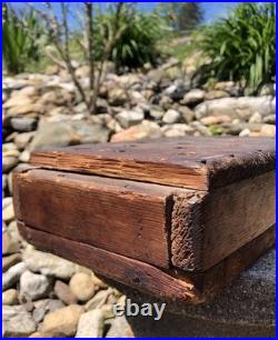 Rare Antique 18th C. Early Americana Wood Forged Iron Nail Soapstone Foot Warmer