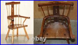 Rare Antique 18th Century Yew & Oak Windsor Armchair Primate Design Stick Back