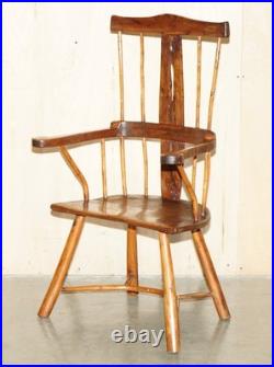 Rare Antique 18th Century Yew & Oak Windsor Armchair Primate Design Stick Back