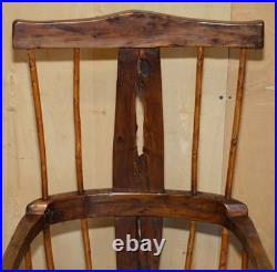 Rare Antique 18th Century Yew & Oak Windsor Armchair Primate Design Stick Back