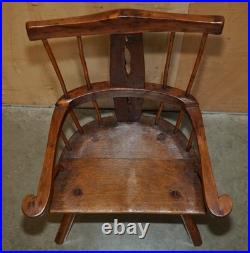 Rare Antique 18th Century Yew & Oak Windsor Armchair Primate Design Stick Back