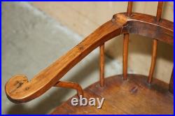 Rare Antique 18th Century Yew & Oak Windsor Armchair Primate Design Stick Back