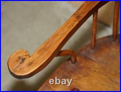 Rare Antique 18th Century Yew & Oak Windsor Armchair Primate Design Stick Back