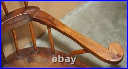 Rare Antique 18th Century Yew & Oak Windsor Armchair Primate Design Stick Back