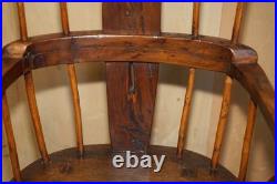 Rare Antique 18th Century Yew & Oak Windsor Armchair Primate Design Stick Back