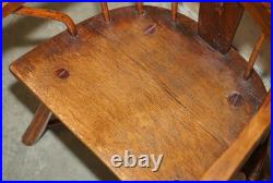 Rare Antique 18th Century Yew & Oak Windsor Armchair Primate Design Stick Back
