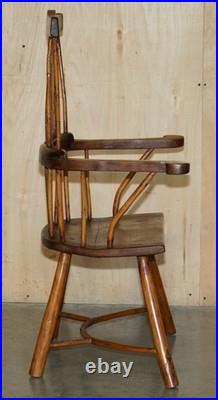 Rare Antique 18th Century Yew & Oak Windsor Armchair Primate Design Stick Back