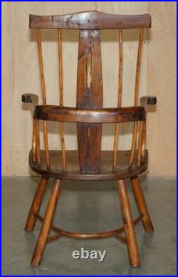 Rare Antique 18th Century Yew & Oak Windsor Armchair Primate Design Stick Back