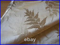 Rare Antique 18th early 19thc French Ferns Silk Brocade Fabric Cream Silver