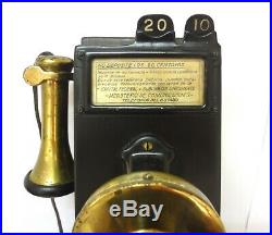 Rare & Antique 1909 Early Gray Telephone Pay Station Wall Payphone Two Slots See