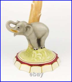 Rare Antique 1920s ROYAL DUX Art Deco Porcelain Lamp Base with an Elephant