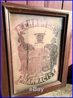 Rare Antique 19th C 1800s Early 1900s Pharmacy Window Sign Glass Apothecary 1890