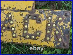 Rare Antique 1 Track Railroad Yellow Sign Glass Marble Reflectors Early 1900s