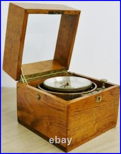 Rare Antique 2 Day Hamilton Golden Oak Boxed Single Fusee Marine Chronometer