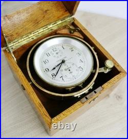 Rare Antique 2 Day Hamilton Golden Oak Boxed Single Fusee Marine Chronometer