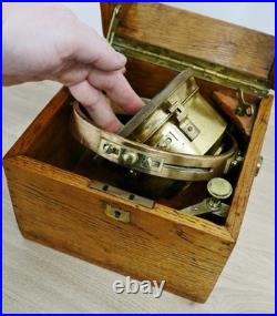 Rare Antique 2 Day Hamilton Golden Oak Boxed Single Fusee Marine Chronometer