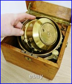 Rare Antique 2 Day Hamilton Golden Oak Boxed Single Fusee Marine Chronometer