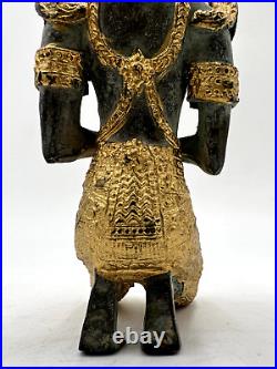 (Rare) Antique 7H Gilt Bronze Thai Teppanom Kneeling An~jali Mudra? Statue