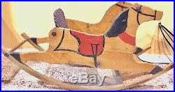 Rare Antique AAFA Early Folk Art Wood Rocking Horse Paint Decorated Crates