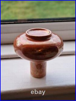 Rare Antique Art Deco Ruskin Pottery Orange Lustre Iridescent Bottle Vase c. 1915