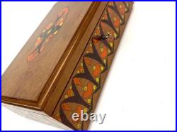 Rare Antique Art Nouveau wooden hand painted Jewelry box with lock & key