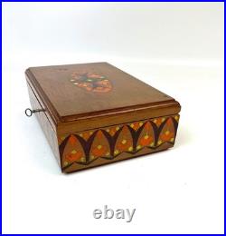 Rare Antique Art Nouveau wooden hand painted Jewelry box with lock & key