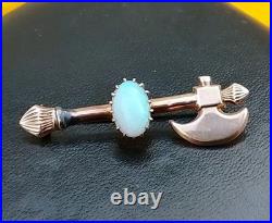 Rare Antique Axe 15ct Yellow Gold Early Australian Milk Opal Old Bar Brooch Pin