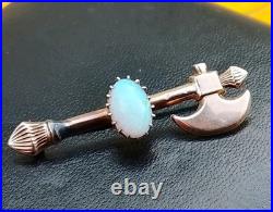 Rare Antique Axe 15ct Yellow Gold Early Australian Milk Opal Old Bar Brooch Pin