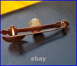 Rare Antique Axe 15ct Yellow Gold Early Australian Milk Opal Old Bar Brooch Pin