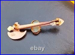 Rare Antique Axe 15ct Yellow Gold Early Australian Milk Opal Old Bar Brooch Pin