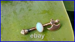 Rare Antique Axe 15ct Yellow Gold Early Australian Milk Opal Old Bar Brooch Pin