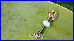 Rare Antique Axe 15ct Yellow Gold Early Australian Milk Opal Old Bar Brooch Pin