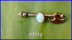 Rare Antique Axe 15ct Yellow Gold Early Australian Milk Opal Old Bar Brooch Pin