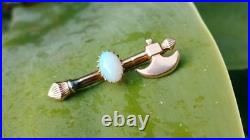 Rare Antique Axe 15ct Yellow Gold Early Australian Milk Opal Old Bar Brooch Pin