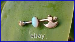 Rare Antique Axe 15ct Yellow Gold Early Australian Milk Opal Old Bar Brooch Pin