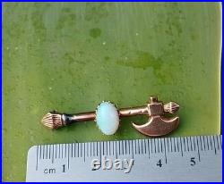 Rare Antique Axe 15ct Yellow Gold Early Australian Milk Opal Old Bar Brooch Pin