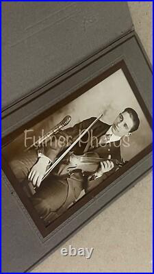 Rare Antique B&W early 1900s VTG Photo PORTRAIT in Fancy Folder Young Boy VIOLIN
