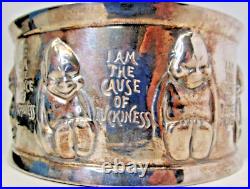 Rare Antique Billiken Silver Plate Wine Bottle Coaster 1910s Good Luck Charm