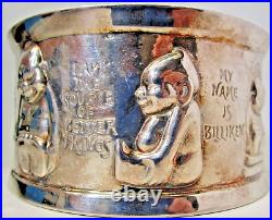 Rare Antique Billiken Silver Plate Wine Bottle Coaster 1910s Good Luck Charm