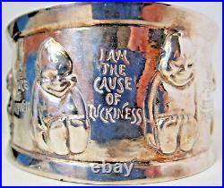 Rare Antique Billiken Silver Plate Wine Bottle Coaster 1910s Good Luck Charm