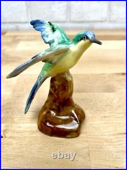 Rare Antique Bird Figurine Crown Staffordshire China England Hand-Painted 1930s