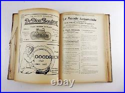 Rare Antique Bound French 1911 Le Monde Automobile Early Bicycle Aviation