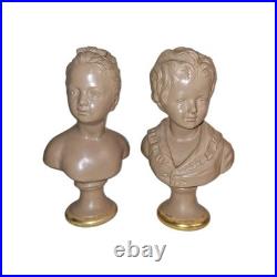 Rare Antique Boy&Girl Bust Signed D'Apres Houdon F. Kessler 19th CTRY Read