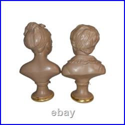 Rare Antique Boy&Girl Bust Signed D'Apres Houdon F. Kessler 19th CTRY Read