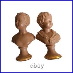 Rare Antique Boy&Girl Bust Signed D'Apres Houdon F. Kessler 19th CTRY Read