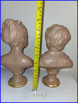 Rare Antique Boy&Girl Bust Signed D'Apres Houdon F. Kessler 19th CTRY Read