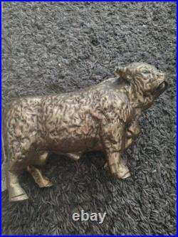 Rare Antique Brass Bull Sculpture Heavy Vintage Display Late 1800s Early 1900s