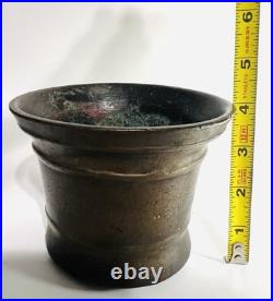 Rare Antique Bronze Mortar and Pestle Crude Odd Casting 5 Heavy 5 Ibs